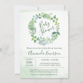 Greenery Waterverf Foliage Botanisch Baby shower Kaart (Voorkant)