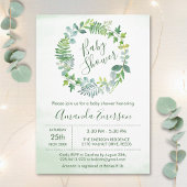 Greenery Waterverf Foliage Botanisch Baby shower Kaart