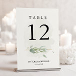 Greenery Waterverf Foliage Modern Elegant Modern Kaart<br><div class="desc">Moderne,  schone en verfijnde trouwtafel met waterverf groene bladeren,  illustratie.</div>
