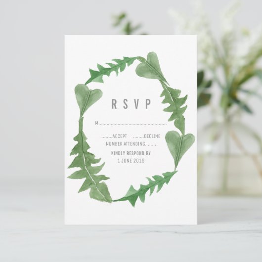 Greenery Waterverf Foliage RSVP (Staand voorkant)