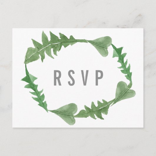 Greenery Waterverf Foliage RSVP Briefkaart (Voorkant)