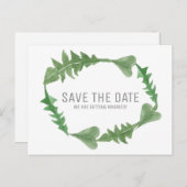Greenery Waterverf Foliage Save the Date Aankondigingskaart (Voorkant / Achterkant)