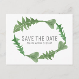 Greenery Waterverf Foliage Save the Date Aankondigingskaart