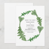 Greenery Waterverf Foliage Save the Date Invite Kaart (Voorkant / Achterkant)