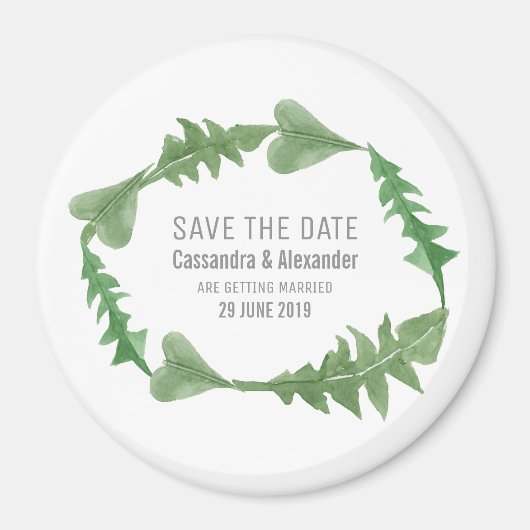 Greenery Waterverf Foliage Save the Date Magneet (Voorkant)
