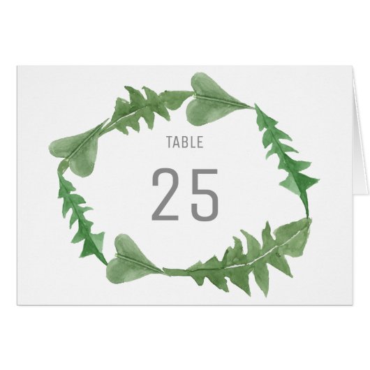 Greenery Waterverf Foliage Table Number (Voorkant Horizontaal)