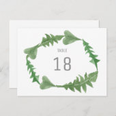 Greenery Waterverf Foliage Table Number Briefkaart (Voorkant / Achterkant)