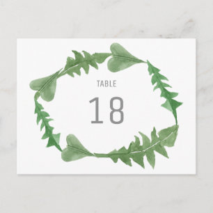 Greenery Waterverf Foliage Table Number Briefkaart