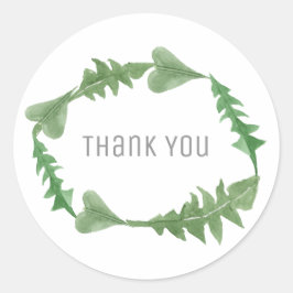 Greenery Waterverf Foliage Weddenschap Bedankt Ronde Sticker