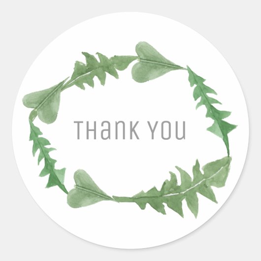 Greenery Waterverf Foliage Weddenschap Bedankt Ronde Sticker (Voorkant)
