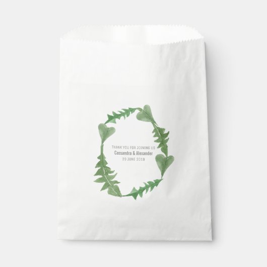 Greenery Waterverf Foliage Wedding Bedankzakje (Voorkant)