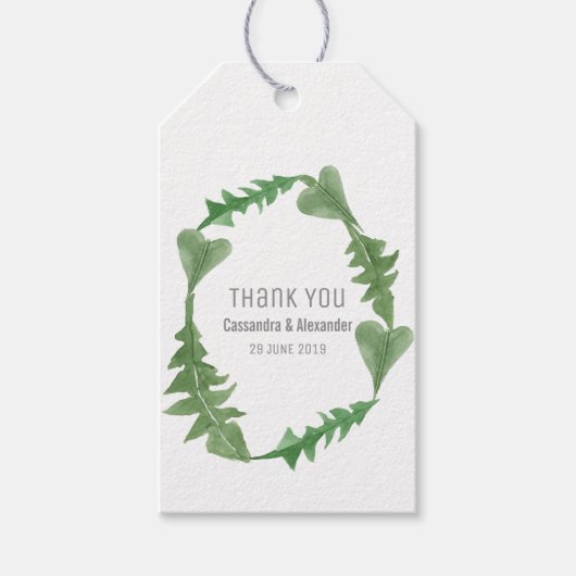 Greenery Waterverf Foliage Wedding Cadeaulabel (Voorkant)