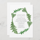 Greenery Waterverf Foliage Wedding Invite Kaart (Voorkant / Achterkant)