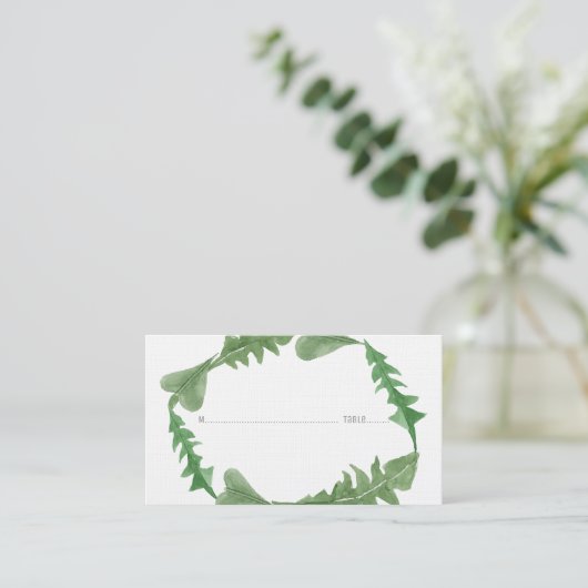 Greenery Waterverf Foliage Wedding Place Cards Plaatskaartje (Staand voorkant)