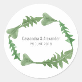 Greenery Waterverf Foliage Wedding Ronde Sticker