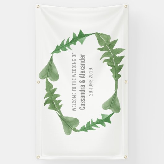 Greenery Waterverf Foliage Wedding Spandoek (Verticaal)