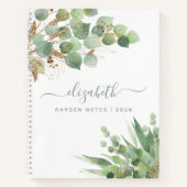 Greenery Waterverf gepersonaliseerd monogram Notitieboek (Voorkant)
