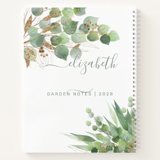 Greenery Waterverf gepersonaliseerd monogram Notitieboek (Achterkant)