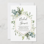 Greenery Waterverf Gold Hexagon Vrijgezellenfeest Kaart (Voorkant)