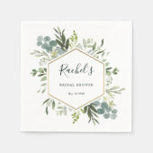 Greenery Waterverf Gold Hexagon Vrijgezellenfeest Servet (Voorkant)