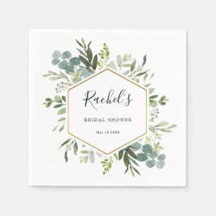 Greenery Waterverf Gold Hexagon Vrijgezellenfeest Servet