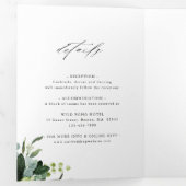 Greenery Waterverf Gold Hexagon Wedding Foto Drieluik Uitnodiging (Binnenzijde eerst)