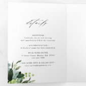 Greenery Waterverf Gold Hexagon Wedding Foto Drieluik Uitnodiging (Binnenzijde eerst)