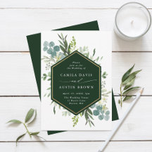Greenery Waterverf Gold Hexagon Wedding