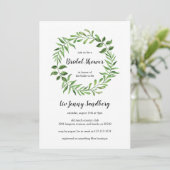 Greenery Waterverf Groene Krans Vrijgezellenfeest Kaart (Staand voorkant)