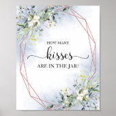 Greenery Waterverf Hoeveel Kisses ondertekenen Poster (Voorkant)