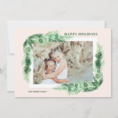 Greenery Waterverf kerstfoto Feestdagenkaart (Voorkant)