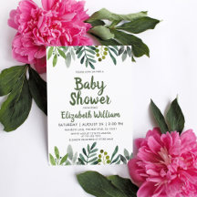 Greenery Waterverf laat botanisch Baby shower over