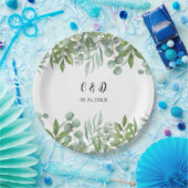 Greenery Waterverf Leaf Wedding Paper Borden Papieren Bordje (Feest)