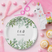 Greenery Waterverf Leaf Wedding Paper Borden Papieren Bordje (Feest)