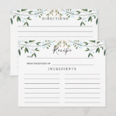 Greenery Waterverf, Leaf Wedding Recipe Card Briefkaart (Voorkant / Achterkant)