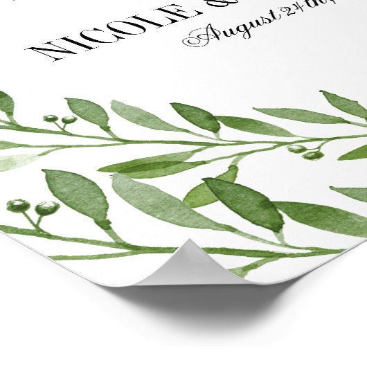 Greenery Waterverf Leaf Wreath Wedding Welcome Poster (Hoek)