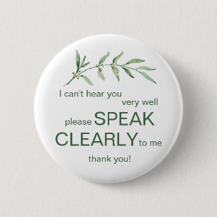 Greenery waterverf moeilijk te horen badge doaf pi ronde button 5,7 cm