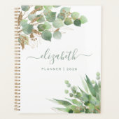 Greenery Waterverf Personalized Monogrammed Planner (Voorkant)