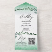 Greenery Waterverf QR-code alles in één uitnodigin All In One Uitnodiging (Binnen)