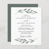 Greenery Waterverf QR Code Wedding Uitnodiging (Voorkant / Achterkant)