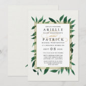 Greenery Waterverf repetitie dineruitnodigingen Kaart (Voorkant / Achterkant)