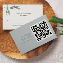 Greenery Waterverf RSVP-kaarten met QR-code Notitiekaartje
