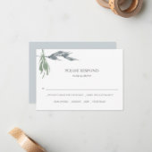 Greenery Waterverf RSVP-kaarten met QR-code Notitiekaartje (Voorkant / Achterkant in situ)