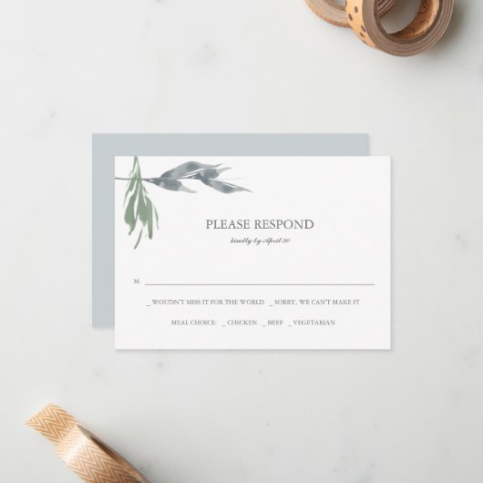 Greenery Waterverf RSVP-kaarten Notitiekaartje (Voorkant / Achterkant in situ)