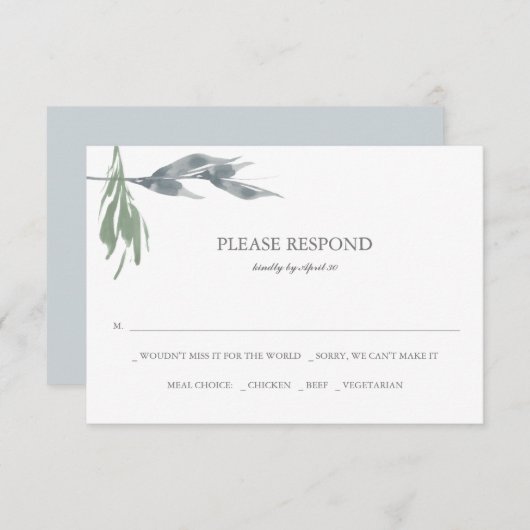 Greenery Waterverf RSVP-kaarten Notitiekaartje (Voorkant / Achterkant)