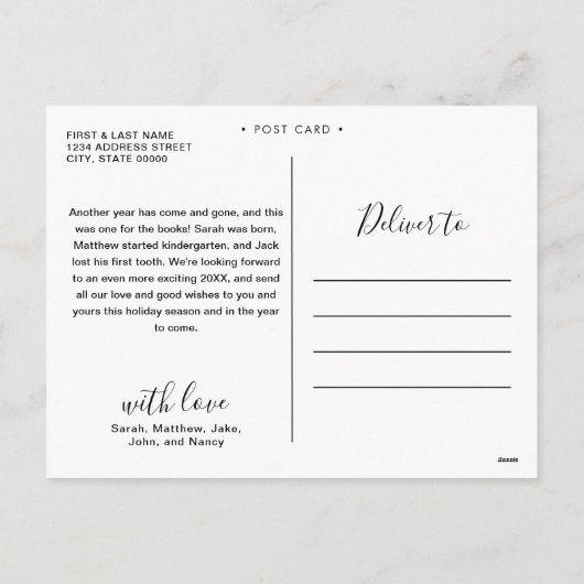 Greenery Waterverf Rustic Cherry Wood Feestdagenkaart (Achterkant)