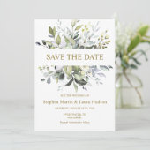 Greenery Waterverf Save the Date Invitation Feestdagenkaart (Staand voorkant)