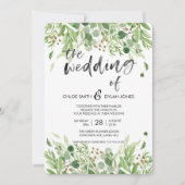 Greenery Waterverf Summer Wedding-uitnodiging Kaart (Voorkant)