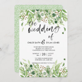 Greenery Waterverf Summer Wedding-uitnodiging Kaart