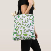 Greenery Waterverf Tropical Leaves Pattern Tote Bag (Dichtbij)
